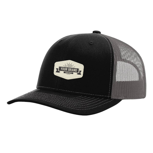 R112 Richardson Trucker Snapback Cap -Black / Charcoal