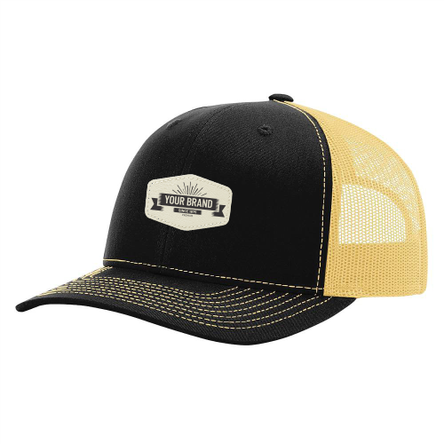 R112 Richardson Trucker Snapback Cap -Black / Vegas Gold