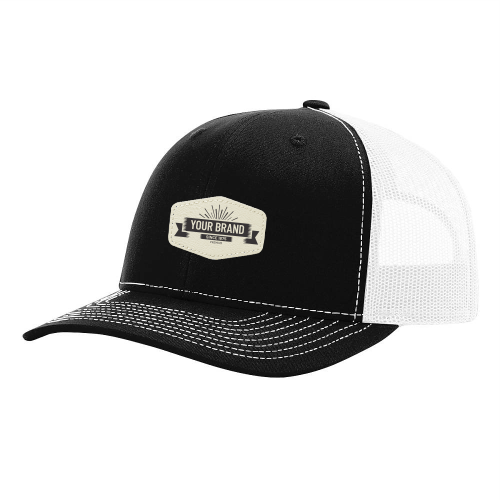R112 Richardson Trucker Snapback Cap -Black / White