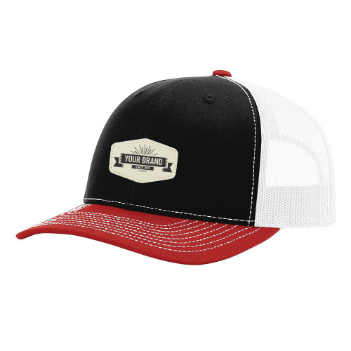 R112 Richardson Trucker Snapback Cap -Black / White / Red