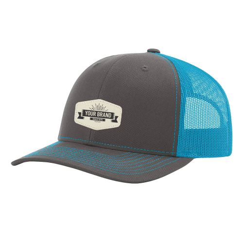 R112 Richardson Trucker Snapback Cap -Charcoal / Neon Blue
