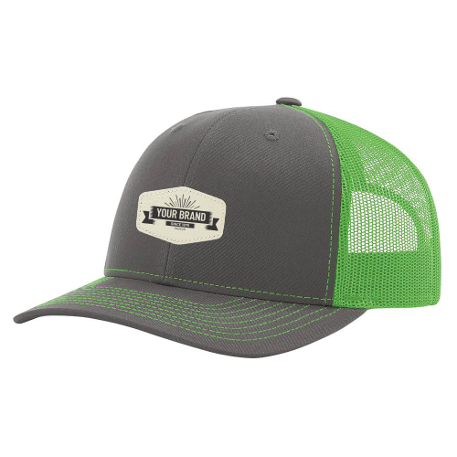 R112 Richardson Trucker Snapback Cap -Charcoal / Neon Green