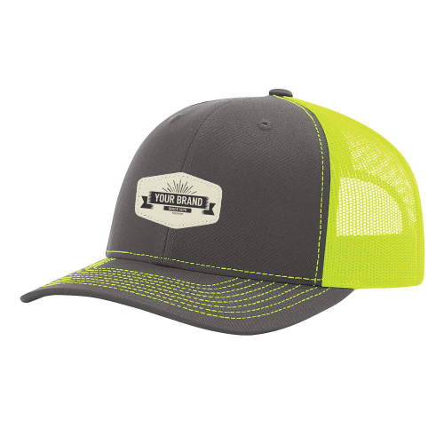 R112 Richardson Trucker Snapback Cap -Charcoal / Neon Yellow