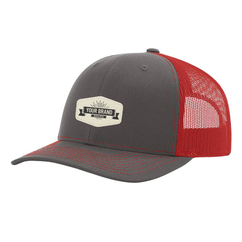 R112 Richardson Trucker Snapback Cap -Charcoal / Red