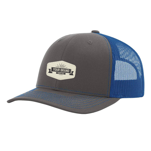 R112 Richardson Trucker Snapback Cap -Charcoal / Royal