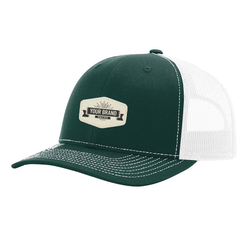R112 Richardson Trucker Snapback Cap -Dark Green / White