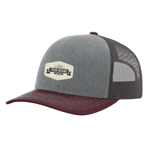 R112 Richardson Trucker Snapback Cap -Heather Gray / Charcoal / Maroon