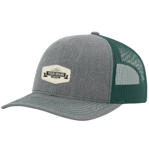 R112 Richardson Trucker Snapback Cap -Heather Gray / Dark Green