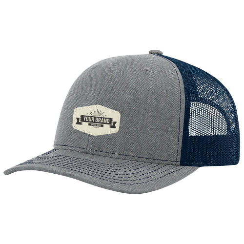 R112 Richardson Trucker Snapback Cap -Heather Gray / Navy