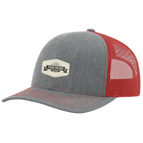 R112 Richardson Trucker Snapback Cap -Heather Gray / Red