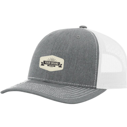 R112 Richardson Trucker Snapback Cap -Heather Gray / White