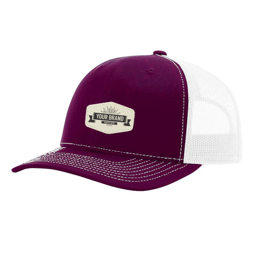 R112 Richardson Trucker Snapback Cap -Maroon / White