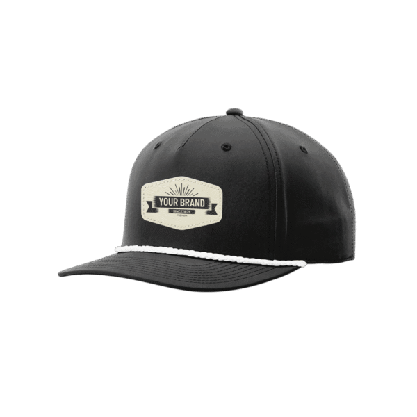 R258 Richardson® Performance Black Cap W/White Rope